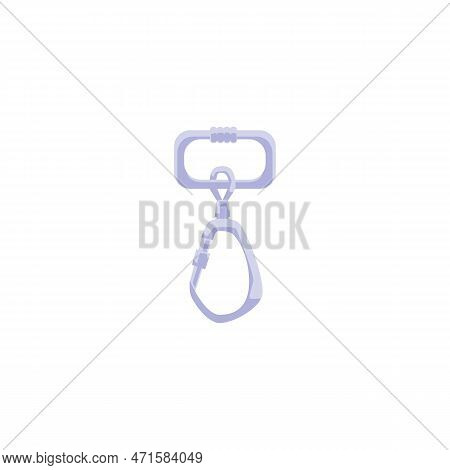 Climbers Carbine Or Carabine Clip Supply Flat Vector Illustration Isolated.