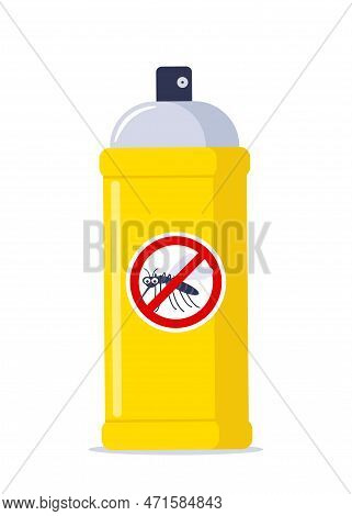 Repellent Spray In The Yellow Bottle. Protection From The Mosquito And Other Insect. Aerosol For Bug