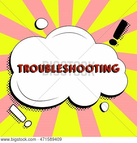 Text Showing Inspiration Troubleshooting. Business Showcase An Act Of Investigating Or Dealing With 