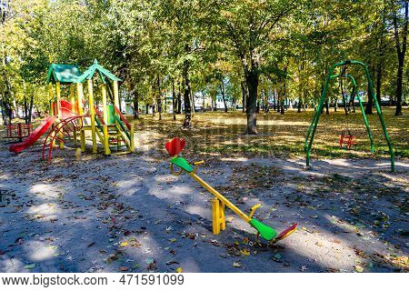 Photography On Theme Empty Playground Equipment For Kids