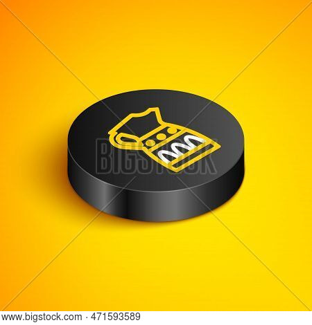 Isometric Line Sangria Pitcher Icon Isolated On Yellow Background. Traditional Spanish Drink. Black 