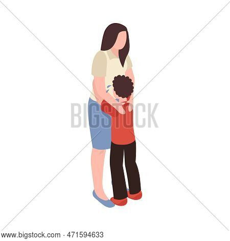 Isometric Partners Husband Wife Conflict Quarreling Family Domestic Abuse Composition Vector Illustr
