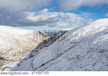 The Snow Covered Glenveagh Mountains And Glen In County Donegal - Republic Of Ireland