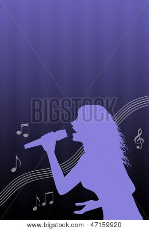 Cantor de karaoke com notas musicais