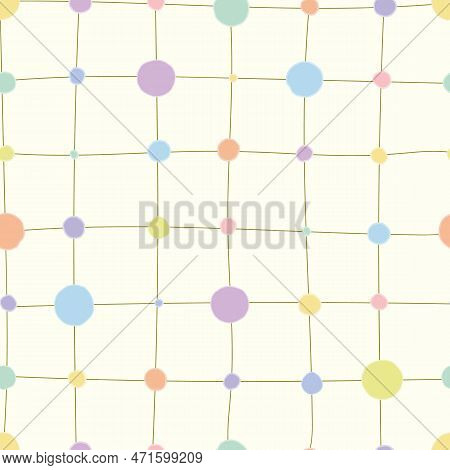 Vector Creme Seamless Pattern: Flashing Bubbles. Bumby Circles Of Different Sizes With Blurred Outli