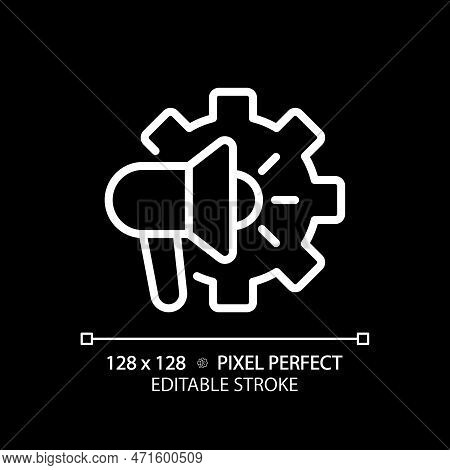 Ad Settings Pixel Perfect White Linear Icon For Dark Theme. Search Engine Optimization. Seo Tools. M
