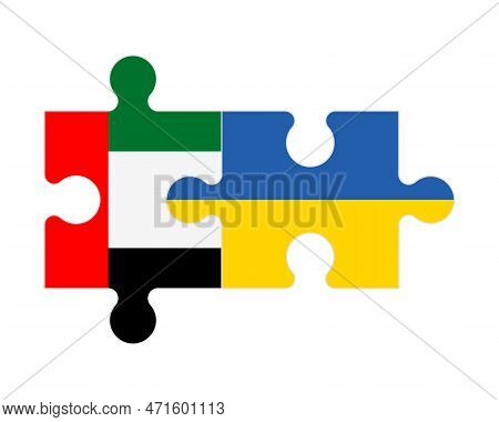 Connected Puzzle Of Flags Of United Arab Emirates And Ukraine, Vector