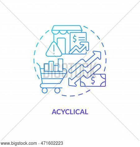Acyclical Blue Gradient Concept Icon. Independence From Cycles. Attribute Of Economic Indicators Abs