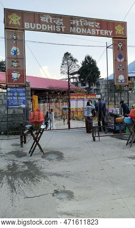 Manali India Oct 23 2022 Buddhist Temple At Manali Is A Very Peaceful And Beautiful , Full Of Colorf