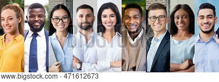 Collage Of Headshots Of International Young Business People