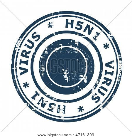 H5N1-Virus stempel, fugl fugleinfluenza isoleret på en hvid baggrund.