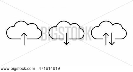 Cloud Download  Line Ion With Arrow. Vector Illustration