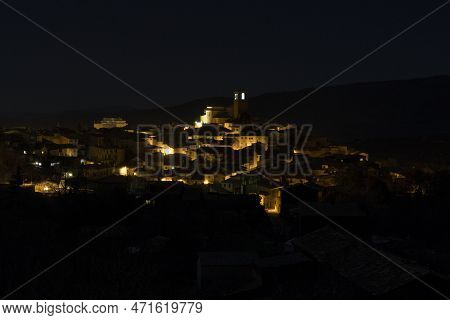 Night View Of The Jewish Quarter Of Hervas In Caceres At Night Horizontal Iglesia Santa Maria