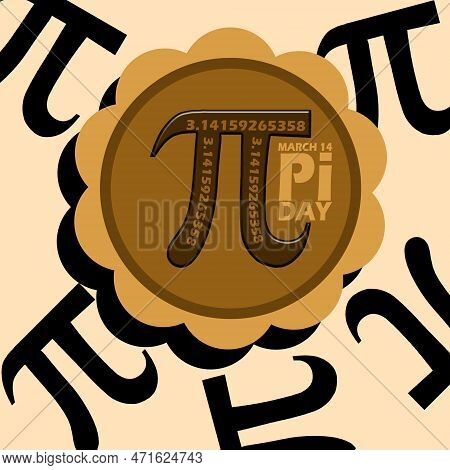 A Pie With The Pi Symbol And Bold Text On Light Brown Background To Celebrate National Pi Day On Mar