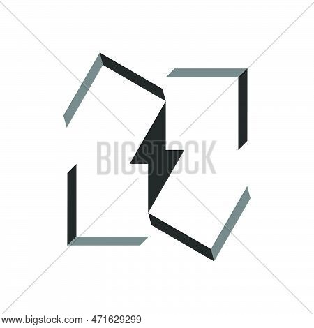 Lightning Logo Shape Formed By Four Abstract Isometric Faces Of Cubes In The Form Of Direction Arrow