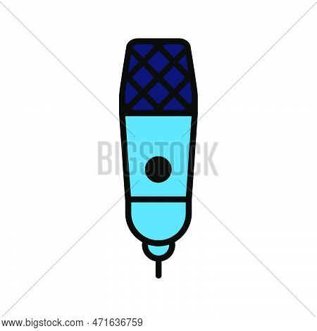 Condenser Microphone Line Icon Isolated On White Background. Black Flat Thin Icon On Modern Outline 