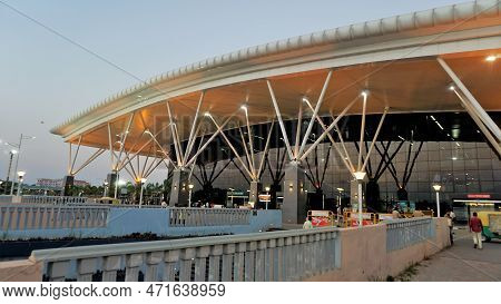 Bangalore,karnataka,india-october 26 2022: Beautiful Modern Architecture Of Sir M Visvesvaraya Termi