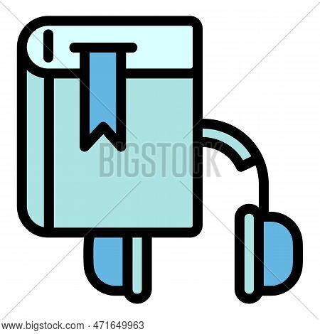 Interactive Learning Audio Book Icon. Outline Interactive Learning Audio Book Icon For Web Design Is