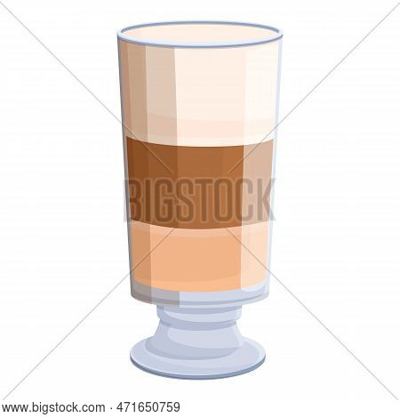 Latte Glass Mug Icon. Cartoon Of Latte Glass Mug Icon For Web Design Isolated On White Background