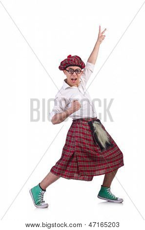 Lustige Scotsman isolated on the white