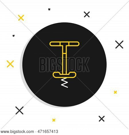 Line Pogo Stick Jumping Toy Icon Isolated On White Background. Colorful Outline Concept. Vector