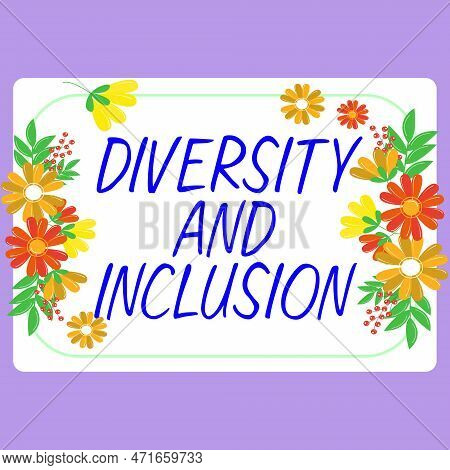 Text Caption Presenting Diversity And Inclusion. Business Concept Range Human Difference Includes Ra