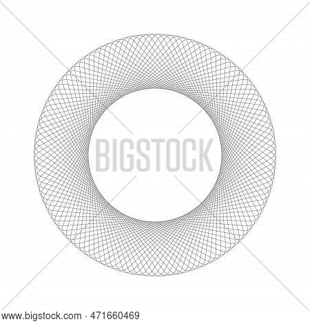 Spirograph Template. Concentric Ornament Texture. Harmonic Symmetric Wireframe Element. Round Guillo