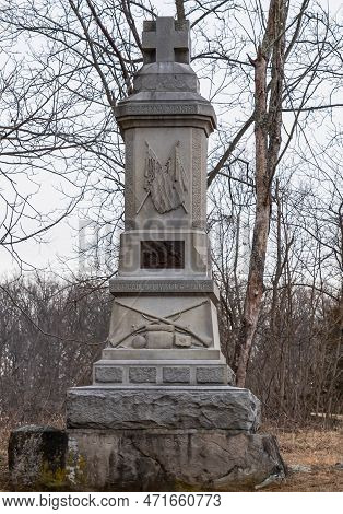 Gettysburg, Pennsylvania, Usa February 7, 2023 The 93rd Pennsylvania Infantry Monument In The Gettys