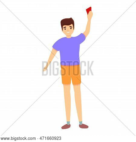 Red Card Play Soccer Icon. Cartoon Of Red Card Play Soccer Icon For Web Design Isolated On White Bac