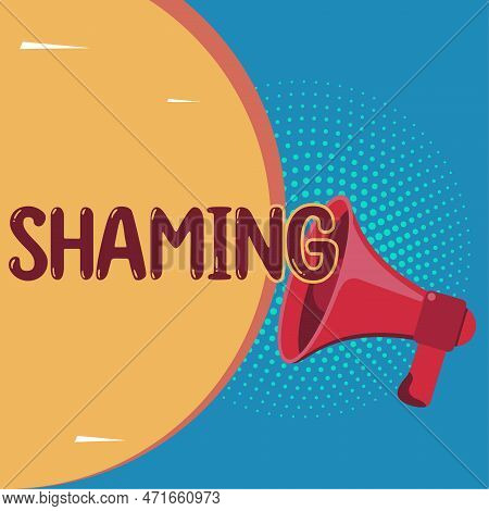 Text Showing Inspiration Shaming. Conceptual Photo Subjecting Someone To Disgrace, Humiliation, Or D