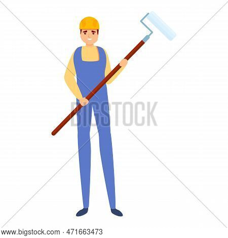 Builder Paint Roll Icon. Cartoon Of Builder Paint Roll Icon For Web Design Isolated On White Backgro