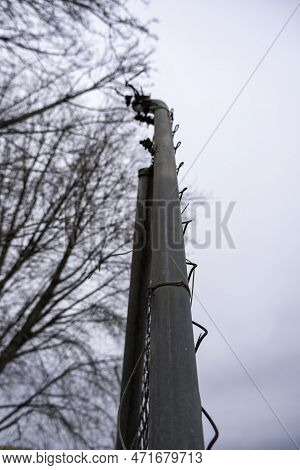 Detail Of Old Metal Fence For Protection And Security, Private Property