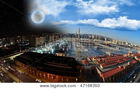 Gece ve gündüz, Medine'de Nabawi Camii