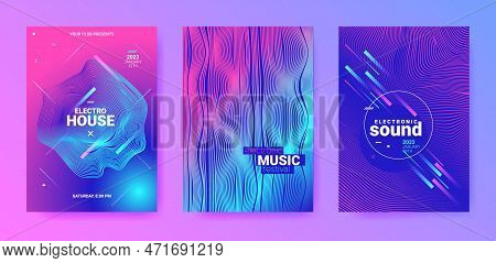 Futuristic Abstract Dance Poster. Electronic Sound Flyer. Techno Party Cover. Vector 3d Background. 
