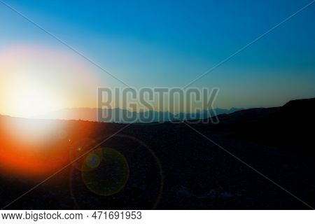 Beautiful Silhouette Of A Mountain Desert Background