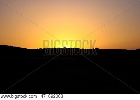 Beautiful Silhouette Of A Mountain Desert Background