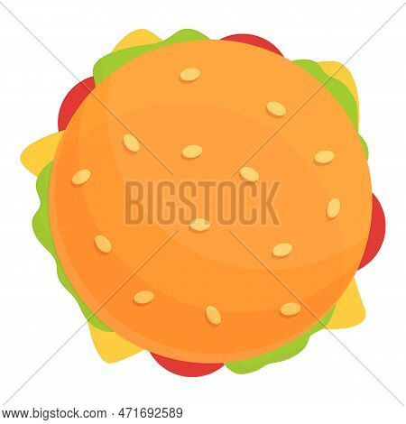 Top View Burger Icon. Cartoon Of Top View Burger Icon For Web Design Isolated On White Background