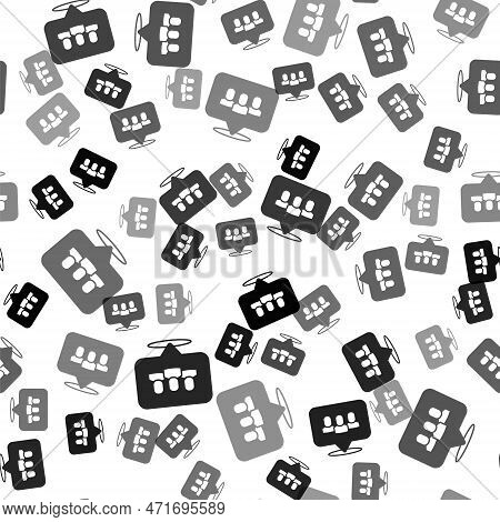 Black Project Team Base Icon Isolated Seamless Pattern On White Background. Business Analysis And Pl