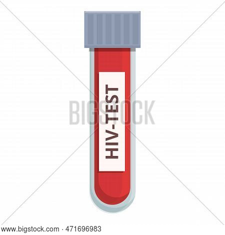 Hiv Test Tube Icon. Cartoon And Flat Of Hiv Test Tube Icon For Web Design Isolated On White Backgrou