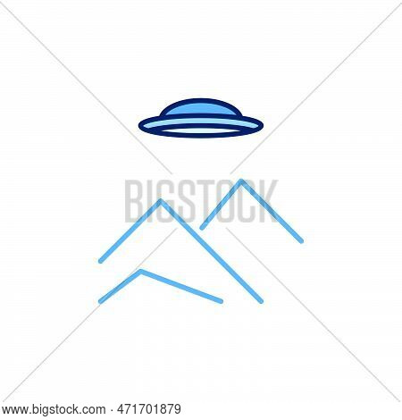 Ufo And Mountains Vector Concept Colored Icon Or Symbol