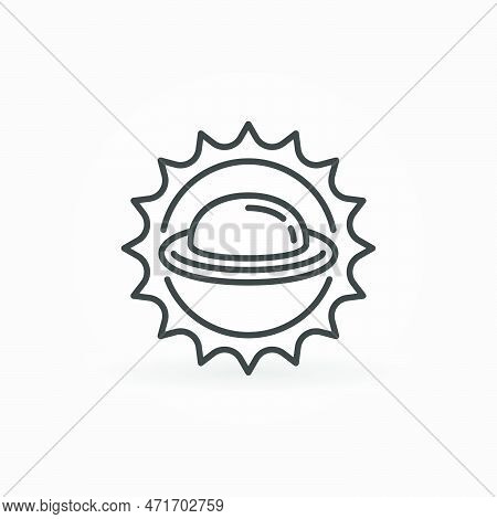 Ufo Inside Sun Vector Concept Linear Icon Or Symbol