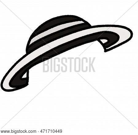 Black And White Wide Wing Summer Hat Sport Hat Hand Drawing Paitning Illustration