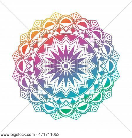 Mandala Circular Pattern Gradient Color Isolated White Background For Decoration, Yoga, Tattoo And F