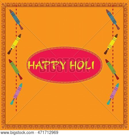 Illustration Of Holi Festival Greeting Card. Sky Magenta, Asparagus, Aureolin, Cerulean Color Design
