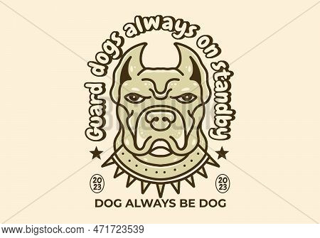 Illustration Drawing Of A Pit Bull Dog Head