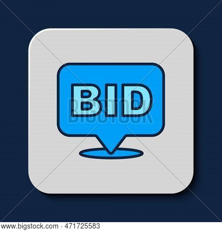 Filled Outline Bid Icon Isolated On Blue Background. Auction Bidding. Sale And Buyers. Vector