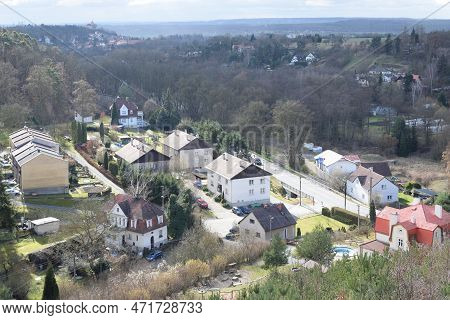 Zelizy, Czechia - February 26, 2023: Village From Certovy Hlavy Viewpoint In Region Of Kokorinsko