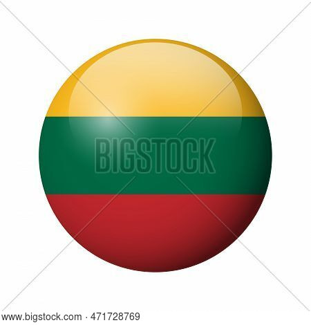 Lithuania Flag - Glossy Circle Badge. Vector Icon.