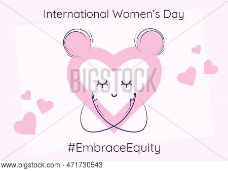 International Women's Day Banner With Stylized Heart. Embrace Equity Movement Illustration Elements.