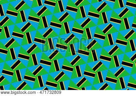Geometric Pattern In The Colors Of The National Flag Of Tanzania. The Colors Of Tanzania.